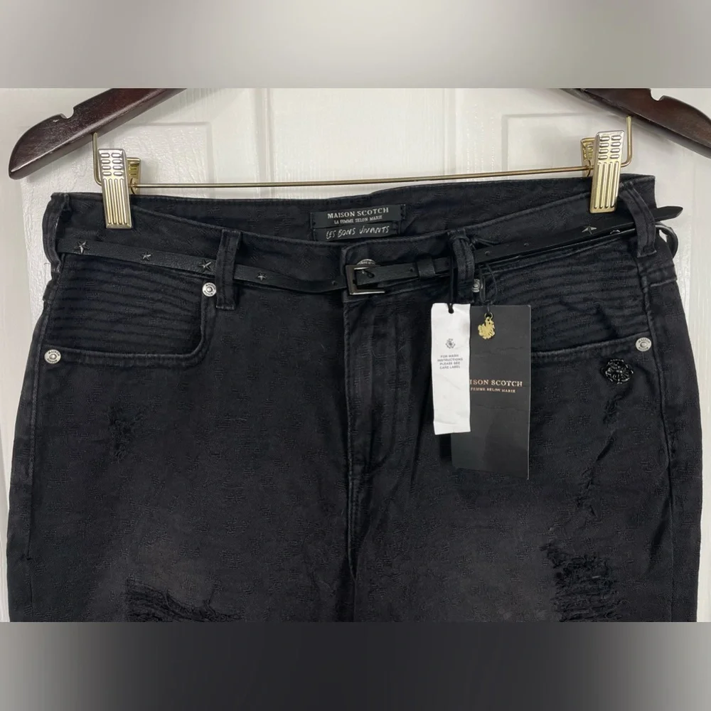 NWT $189 Maison Scotch 27 Jeans Mademoiselle Taped Leg Pants Distressed Women’s - Picture 2 of 16